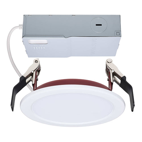 Satco S11864R1, Fire Rated 4'' LED Direct Wire Slim Fit Flat Face Downlight, 10W, 120V, 2700/3000/3500/4000/5000K CCT Selectable, 820 Lumens, Round Shape, White Finish