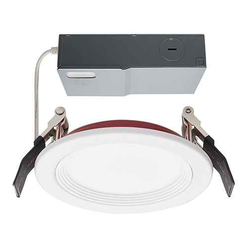 Satco S11865, 4'' LED Direct Wire Downlight, 10W, 120V, 2700/3000/3500/4000/5000K CCT Selectable, 800 Lumens, Fire Rated, Round, Remote Driver, White Finish