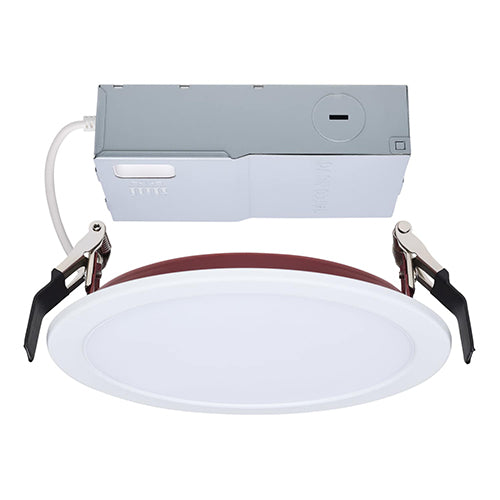 Satco S11866R1, Fire Rated 6'' LED Direct Wire Slim Fit Flat Face Downlight, 13W, 120V, 2700/3000/3500/4000/5000K CCT Selectable, 1100 Lumens, Round Shape, White Finish