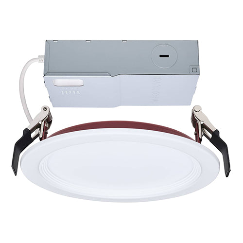 Satco S11867R1, Fire Rated 6'' LED Direct Wire Slim Fit Step Baffle Downlight, 13W, 120V, 2700/3000/3500/4000/5000K CCT Selectable, 1100 Lumens, Round Shape, White Finish