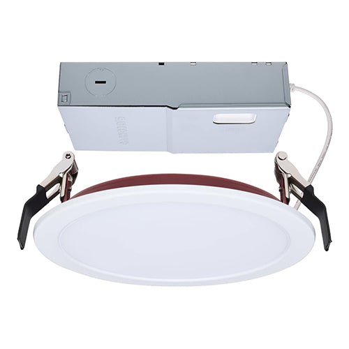 Satco S11869R1, Fire Rated 6'' LED Direct Wire Slim Fit Flat Face Downlight, 13W, 120-277V, 2700/3000/3500/4000/5000K CCT Selectable, 1100 Lumens, Round Shape, White Finish