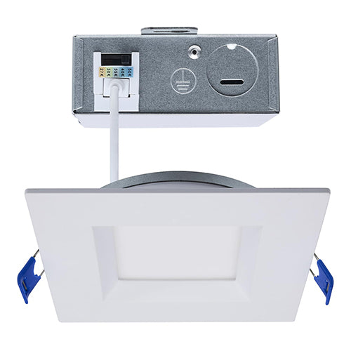 Satco S11871R1, 4''  LED Direct Wire Downlight, 9W, 120V, 2700/3000/3500/4000/5000K CCT Selectable, 750 Lumens, Square, Remote Driver, White Finish