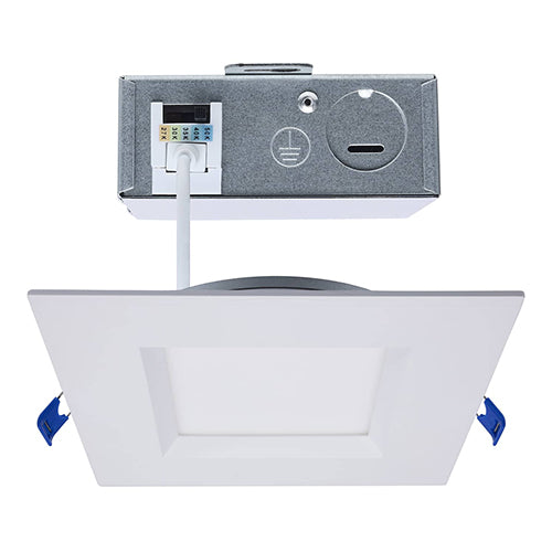 Satco S11873R1, 6''  LED Direct Wire Downlight, 12W, 120V, 2700/3000/3500/4000/5000K CCT Selectable, 1000 Lumens, Square, Remote Driver, White Finish