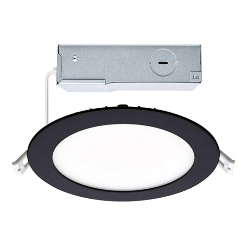 Satco S11875R1, 6''  LED Direct Wire Downlight, 12W, 120V, 2700/3000/3500/4000/5000K CCT Selectable, 1050 Lumens, Round, Remote Driver, Black Finish