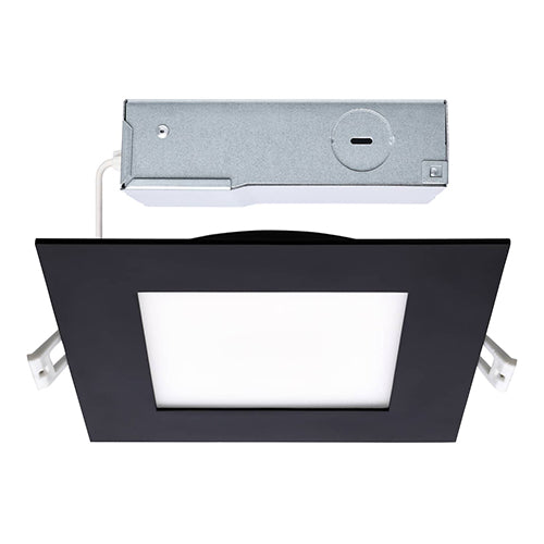 Satco S11877R1, 6''  LED Direct Wire Downlight, 12W, 120V, 2700/3000/3500/4000/5000K CCT Selectable, 1050 Lumens, Square, Remote Driver, Black Finish