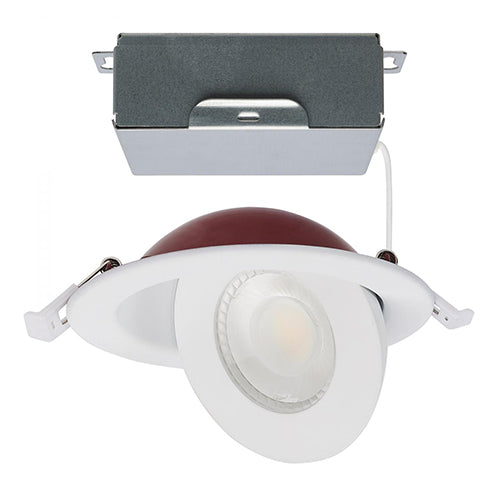 Satco S11880, 4'' LED Direct Wire Directional Downlight, 9W, 120V, 2700/3000/3500/4000/5000K CCT Selectable, 650 Lumens, Fire Rated, Round, White Finish