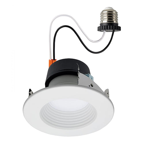 Satco S11882, 4'' Field Selectable LED Downlight Retrofit, Deep Baffle, 5.8/7/9.5W, 120V, 2700/3000/3500/4000/5000K CCT Selectable, 600/750/900 Lumens, Round, White Finish