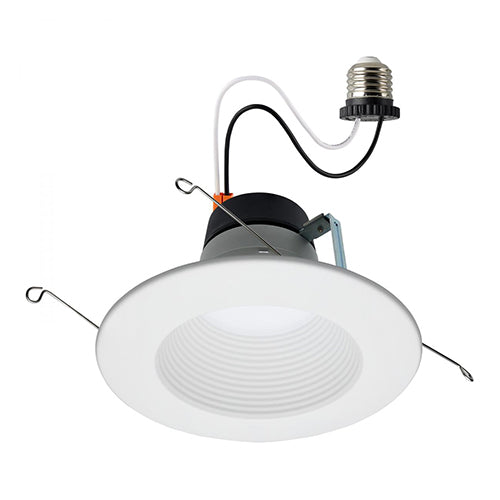 Satco S11883, 5-6'' Field Selectable LED Downlight Retrofit, Deep Baffle, 8/10.5/13.5W, 120V, 2700/3000/3500/4000/5000K CCT Selectable, 800/1000/1200 Lumens, Round, White Finish