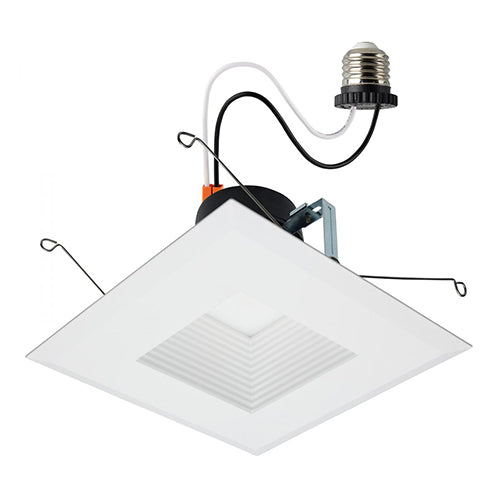 Satco S11885, 5-6'' Field Selectable LED Downlight Retrofit, Deep Baffle, 8/10.5/13.5W, 120V, 2700/3000/3500/4000/5000K CCT Selectable, 800/1000/1200 Lumens, Square, White Finish