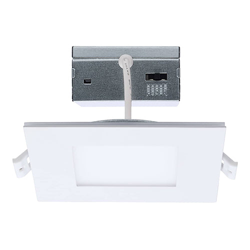 Satco S11888, 4'' LED Direct Wire Downlight with Night Light, 9W, 120V, 2700/3000/3500/4000/5000K CCT Selectable, 760 Lumens, Square, Remote Driver, White Finish