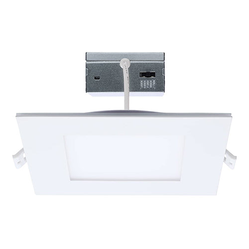 Satco S11889, 6'' LED Direct Wire Downlight with Night Light, 12W, 120V, 2700/3000/3500/4000/5000K CCT Selectable, 990 Lumens, Square, Remote Driver, White Finish