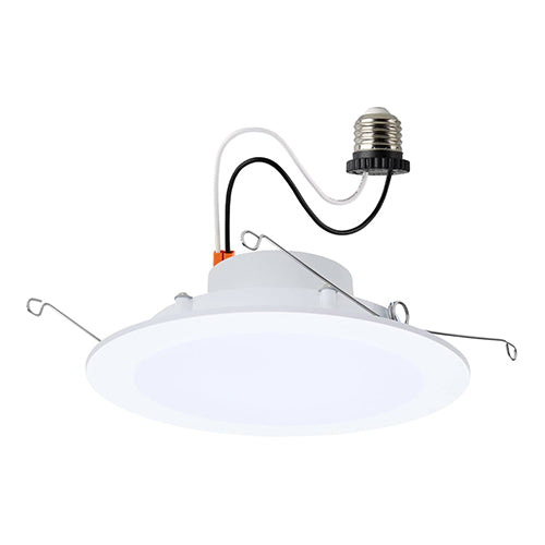 Satco S11892, 6'' LED Downlight Retrofit, 9.5W, 120V, 2700/3000/3500/4000/5000K CCT Selectable, 900 Lumens, Round, Flat Wafer, Matte White Finish