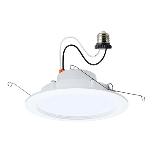 Satco S11893, 6'' LED Downlight Retrofit, 9.5W, 120V, 2700/3000/3500/4000/5000K CCT Selectable, 900 Lumens, Round, Regressed Wafer, Matte White Finish