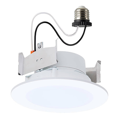 Satco S11894, 4'' LED Downlight Retrofit, 6.5/8/9.3W, 120V, 2700/3000/3500/4000/5000K CCT Selectable, 600/750/900 Lumens, Round, Flat Wafer, Matte White Finish