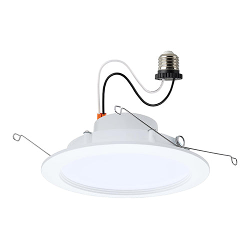 Satco S11897, 6'' LED Downlight Retrofit,  9/11/13W, 120V, 2700/3000/3500/4000/5000K CCT Selectable, 900/1200/1400 Lumens, Round, Regressed Wafer, Matte White Finish