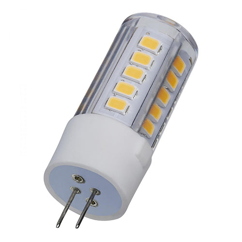 Satco S12122, Mini LED, 4.5W, 12V, 3000K Soft White, 430 Lumens, Bi Pin G4 Base, Clear Finish