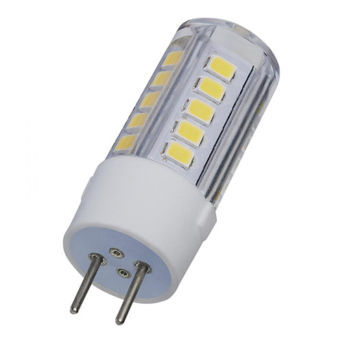 Satco S12125, Mini LED, 4.5W, 12V, 5000K Natural Light, 430 Lumens, Bi Pin GY6.35 Base, Clear Finish