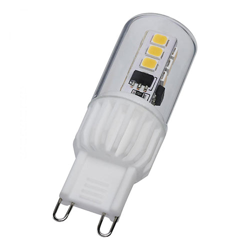 Satco S12128, Mini LED, 3.5W, 120V, 3000K Soft White, 330 Lumens, G9 Double Loop Base, Clear Finish