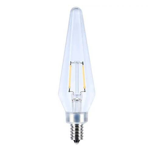 Satco S12140, Prismatic HX11 LED, 2W, 120V, 2700K Warm White, 150 Lumens, Candelabra E12 Base, Clear Finish