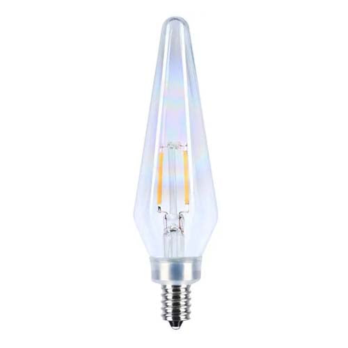 Satco S12142, Prismatic HX11 LED, 2W, 120V, 2700K Warm White, 150 Lumens, Candelabra E12 Base, Aurora Finish