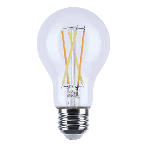 Satco S12150, A19 LED Filament, 8W, 120V, Dim To Warm 3000-2000K, 800 Lumens, Medium E26 Base, Clear Finish