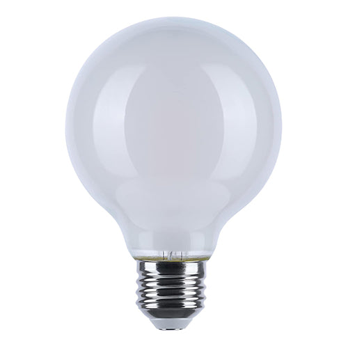 Satco S12153, G25 LED Filament, 8W, 120V, Dim To Warm 3000-2000K, 800 Lumens, Medium E26 Base, White Finish