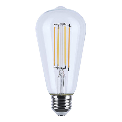 Satco S12154, ST19 LED Filament, 8W, 120V, Dim To Warm 3000-2000K, 800 Lumens, Medium E26 Base, Clear Finish