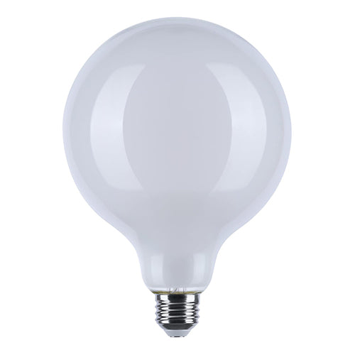 Satco S12156, G40 LED Filament, 8W, 120V, Dim To Warm 3000-2000K, 800 Lumens, Medium E26 Base, White Finish