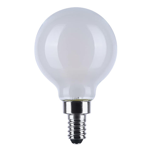 Satco S12162, G16.5 LED Filament, 4.5W, 120V, Dim To Warm 3000-2000K, 450 Lumens, Candelabra E12 Base, White Finish