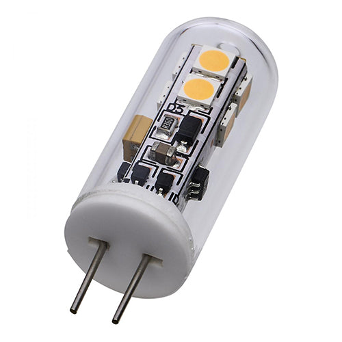 Satco S12310, T4 LED, 2W, 12V, 3000K Soft White, 170 Lumens, Bi Pin G4 Base, Clear Finish