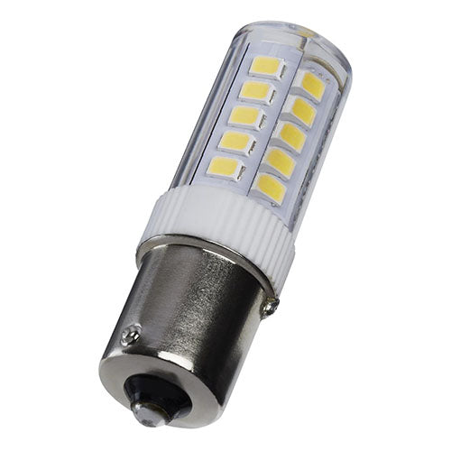Satco S12359, T6 LED, 4.5W, 12V, 5000K Natural Light, 430 Lumens, Bayonet Single Contact Base, Clear Finish