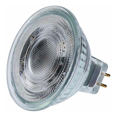Satco S12368, MR16 LED Floodlight, 5.5W, 12V, 4000K Cool White, 500 Lumens, Bi Pin GU5.3 Base, Clear Finish