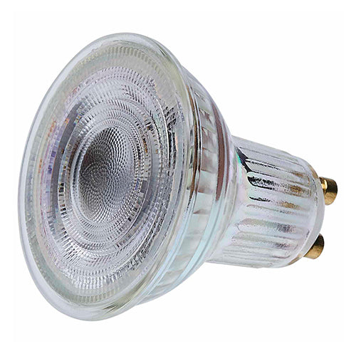 Satco S12375, MR16 LED Floodlight, 5.5W, 120V, 5000K Natural Light, 500 Lumens, Bi Pin GU10 Base, Clear Finish