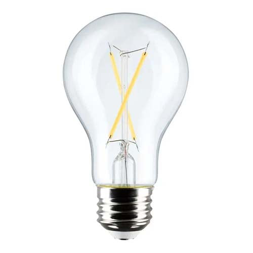 Satco S12461, A19 LED Filament, 5W, 120V, 3000K Soft White, 450 Lumens, Medium E26 Base, Clear Finish