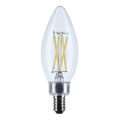 Satco S12495, 5.5B11/LED/950/CL/E12/10PK, B11 LED, 5.5W, 120V, 5000K Natural Light, 500 Lumens, Candelabra E12 Base, Clear Finish