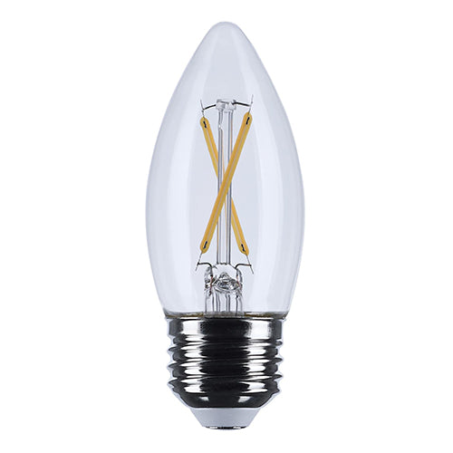 Satco S12499, 3B11/LED/930/CL/120V/E26, B11 LED, 3W, 120V, 3000K Warm White, 250 Lumens, Medium E26 Base, Clear Finish