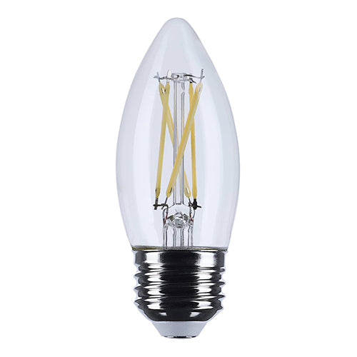 Satco S12502, 5.5B11/LED/930/CL/120V/E26, B11 LED, 5.5W, 120V, 3000K Warm White, 500 Lumens, Medium E26 Base, Clear Finish