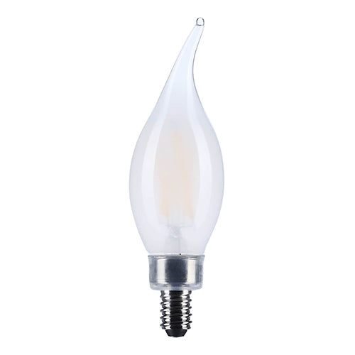 Satco S12507, CA10 LED, 4W, 120V, 3500K Neutral White, 350 Lumens, Candelabra E12 Base, Frost Finish