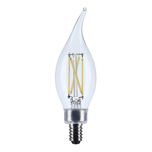 Satco S12508, CA10 LED, 5.5W, 120V, 3500K Neutral White, 500 Lumens, Candelabra E12 Base, Clear Finish