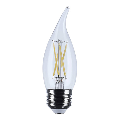 Satco S12512, CA10 LED, 5.5W, 120V, 3000K Warm White, 500 Lumens, Medium E26 Base, Clear Finish