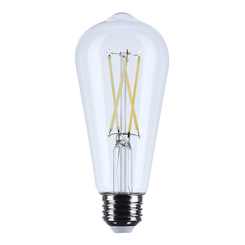 Satco S12536, ST19 LED, 8W, 120V, 5000K Natural Light, 800 Lumens, Medium E26 Base, Clear Finish