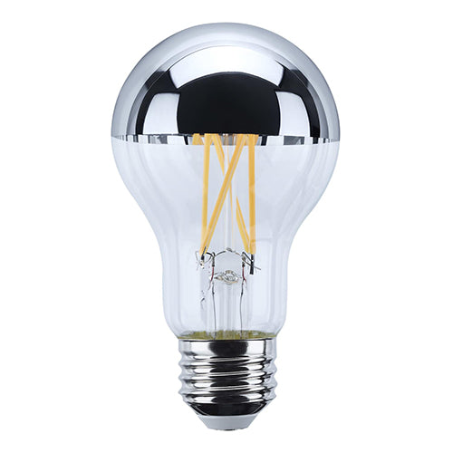 Satco S12537, A19 LED, 8W, 120V, 2700K Warm White, 650 Lumens, Medium E26 Base, Silver Crown Finish