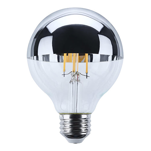 Satco S12541, G25 LED, 5.5W, 120V, 2700K Warm White, 500 Lumens, Medium E26 Base, Silver Crown Finish