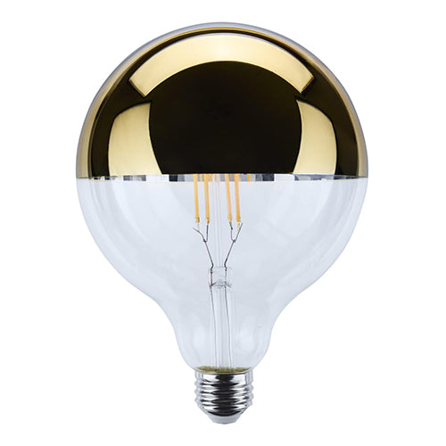 Satco S12546, G40 LED, 8W, 120V, 2700K Warm White, 800 Lumens, Medium E26 Base, Gold Crown Finish