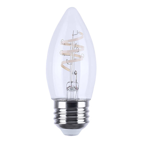 Satco S12554, B11 LED, Reminiscent, Flex Gray Coil Filament, 4W, 120V, 2700K Warm White, 350 Lumens, Medium E26 Base, Clear Finish