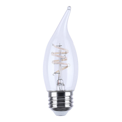 Satco S12556, CA11 LED, Reminiscent, Flex Gray Coil Filament, 4W, 120V, 2700K Warm White, 350 Lumens, Medium E26 Base, Clear Finish