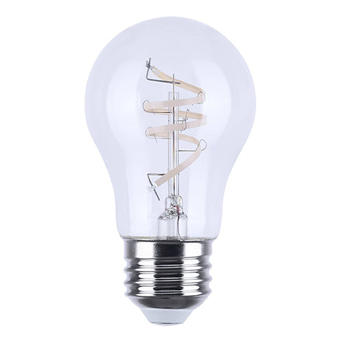 Satco S12558, A15 LED, Reminiscent, Flex Gray Coil Filament, 4W, 120V, 2700K Warm White, 350 Lumens, Medium E26 Base, Clear Finish