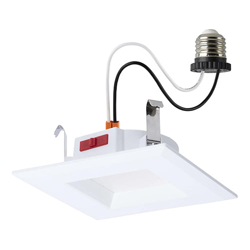 Satco S12601, 4'' LED Downlight Retrofit, 6W, 120V, 2700/3000/3500/4000/5000K CCT Selectable, 600 Lumens, Square, White Finish