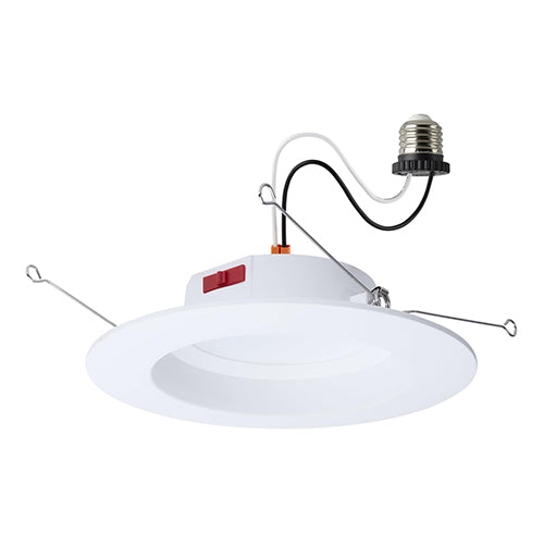Satco S12602, 5-6'' LED Downlight Retrofit, 8W, 120V, 2700/3000/3500/4000/5000K CCT Selectable, 650 Lumens, Round, White Finish