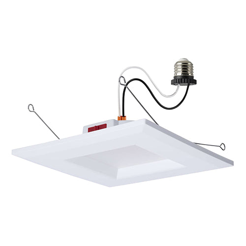 Satco S12603, 5-6'' LED Downlight Retrofit, 8W, 120V, 2700/3000/3500/4000/5000K CCT Selectable, 650 Lumens, Square, White Finish